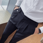 Mason Luxor Men Fashion Mason | Men’s Pleated British Cotton Trousers – High Waist Tailored Fit Pants - Business