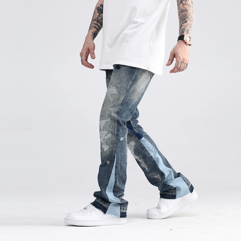 Mason Luxor Men Fashion Mason | Blue Speckle Flare Jeans Men
