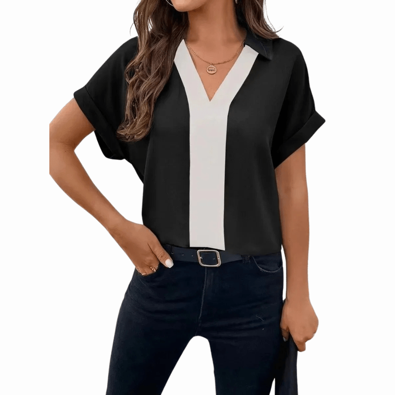 Mason Luxor Men Fashion Mason | Womens Tops Summer Short Sleeve V Neck Business Elegant Tunic Blouses