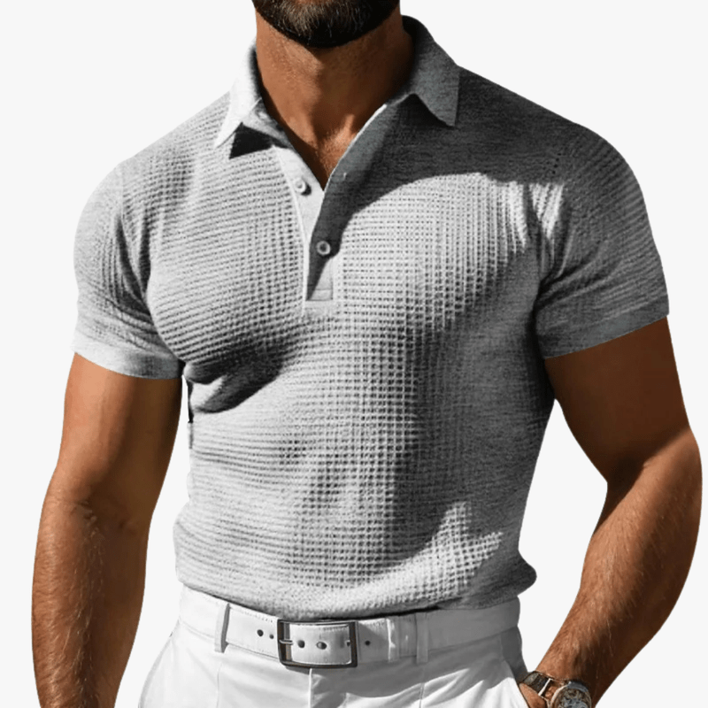 Mason Luxor Men Fashion Mason | Men Waffle Knit Polo – Breathable 4-Season Comfort - Soft & Lightweight