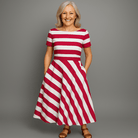 Mason Luxor Men Fashion Mason | Casual Stripe Midi Dress for Women - Summer