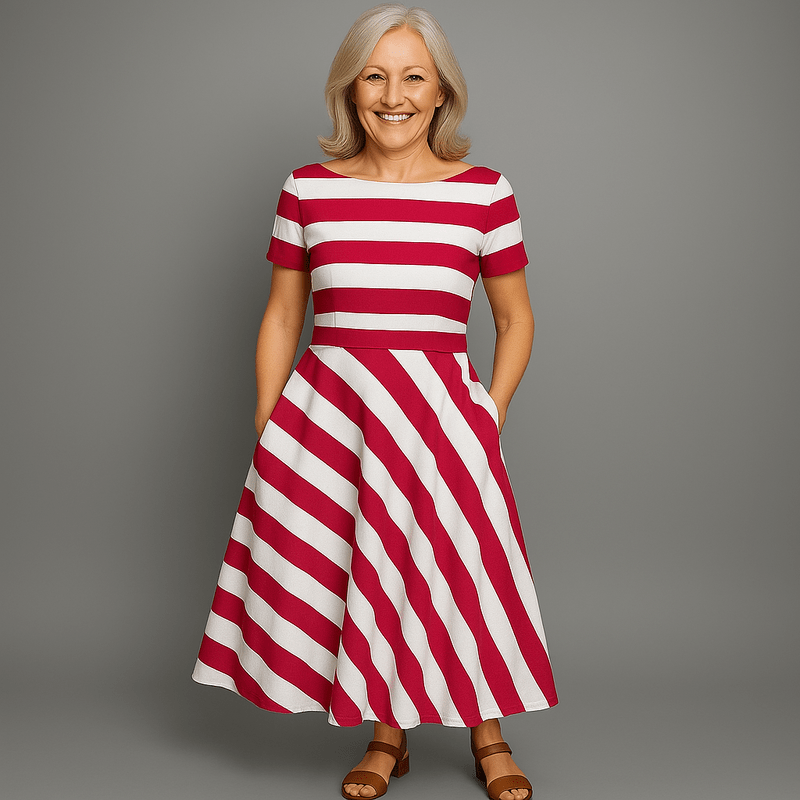 Mason Luxor Men Fashion Mason | Casual Stripe Midi Dress for Women - Summer