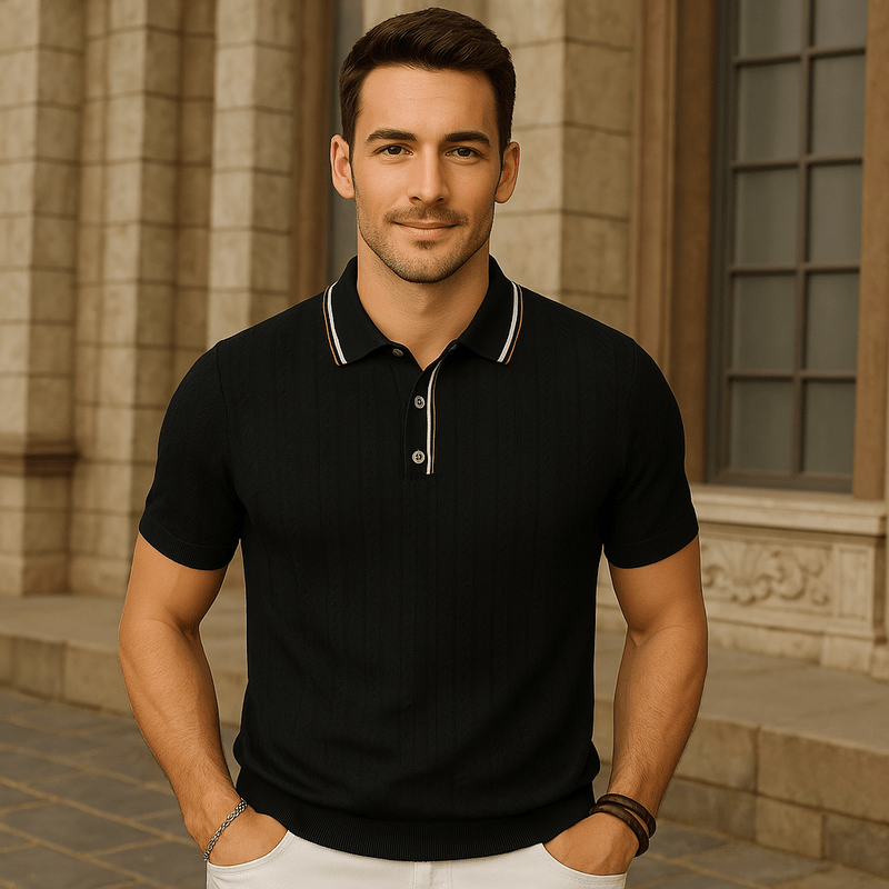 Mason Luxor Men Fashion Mason | Men's Waffle Knit Short Sleeve Casual Polo Shirts