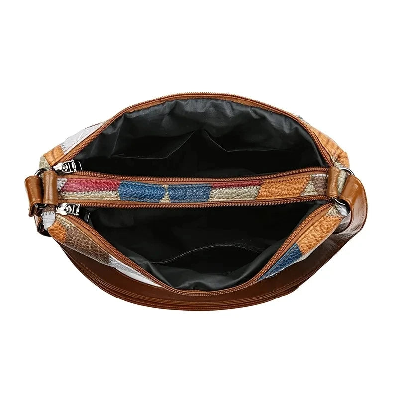 Mason Luxor Men Fashion Mason | Vegan Leather Shoulder Bag | Trendy Everyday Handbag for Women - Colourful Patchwork