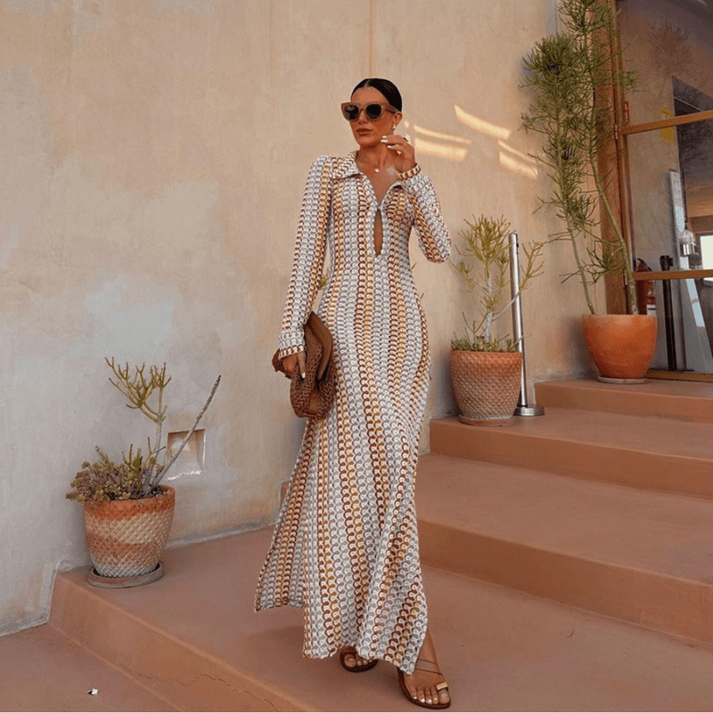 Mason Luxor Men Fashion Mason | Lace Knit Maxi Dress – Summer Beach Cover - 2025 Summer Trend