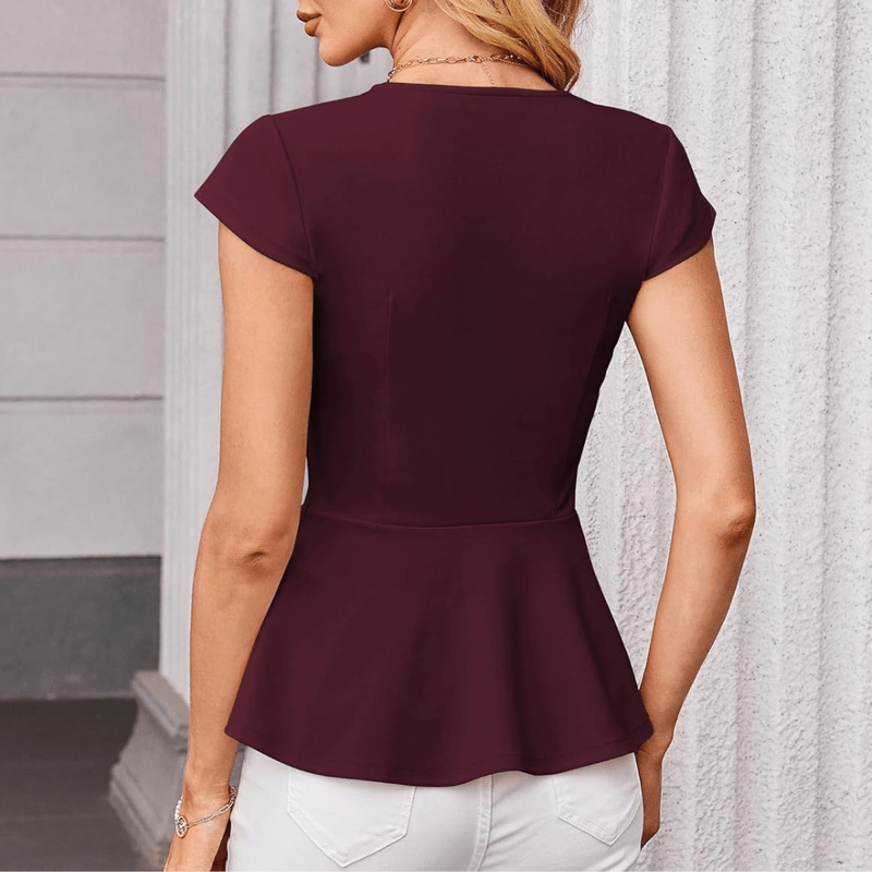 Mason Luxor Men Fashion Mason | Women's A-Line Waist Blouse Slim Fit Elegant Ruffle Blouse