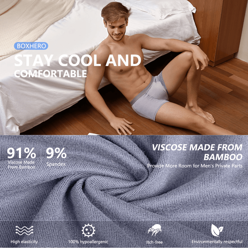 Mason Luxor Men Fashion Mason | Upgrade Bamboo Boxer Briefs- Breathable Mens Underwear, Built-in with 3D Pouch Comfortable Underwear for Men