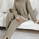Mason Luxor Men Fashion Mason | Women's Tracksuitst Color Block Long Sleeve Knit Sweater Top and Wide Leg Pants