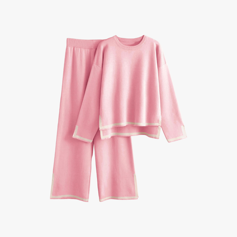 Mason Luxor Men Fashion Mason | Women's Tracksuitst Color Block Long Sleeve Knit Sweater Top and Wide Leg Pants