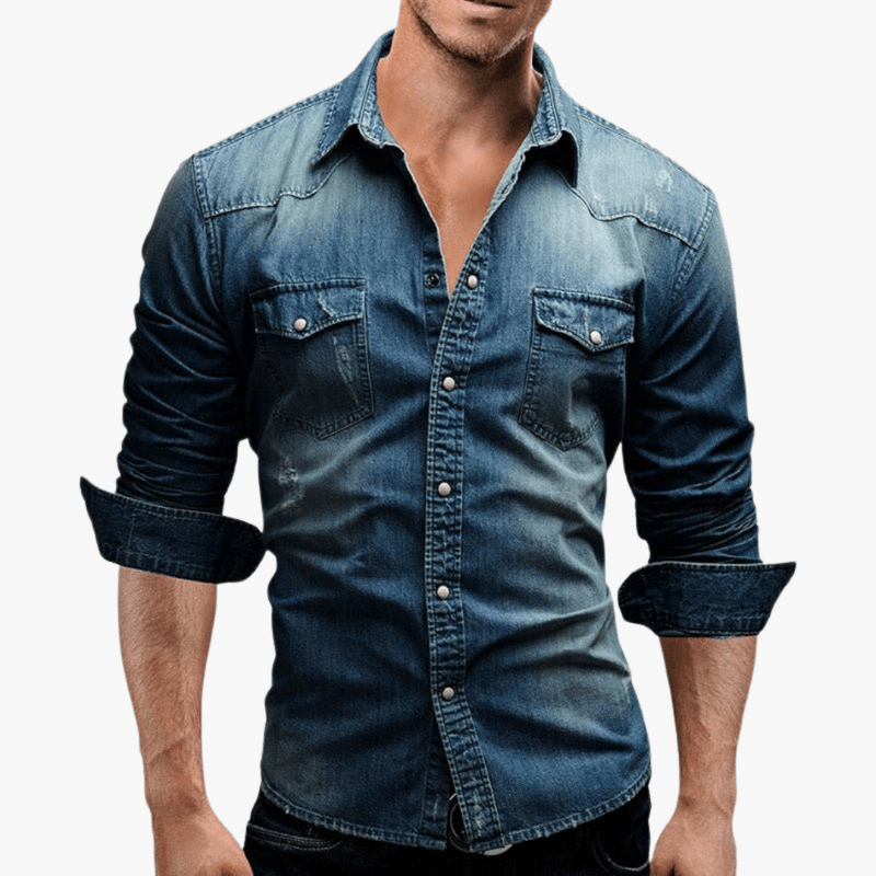 Mason Luxor Men Fashion Mason | Men Denim Shirt – Slim Fit Western Style