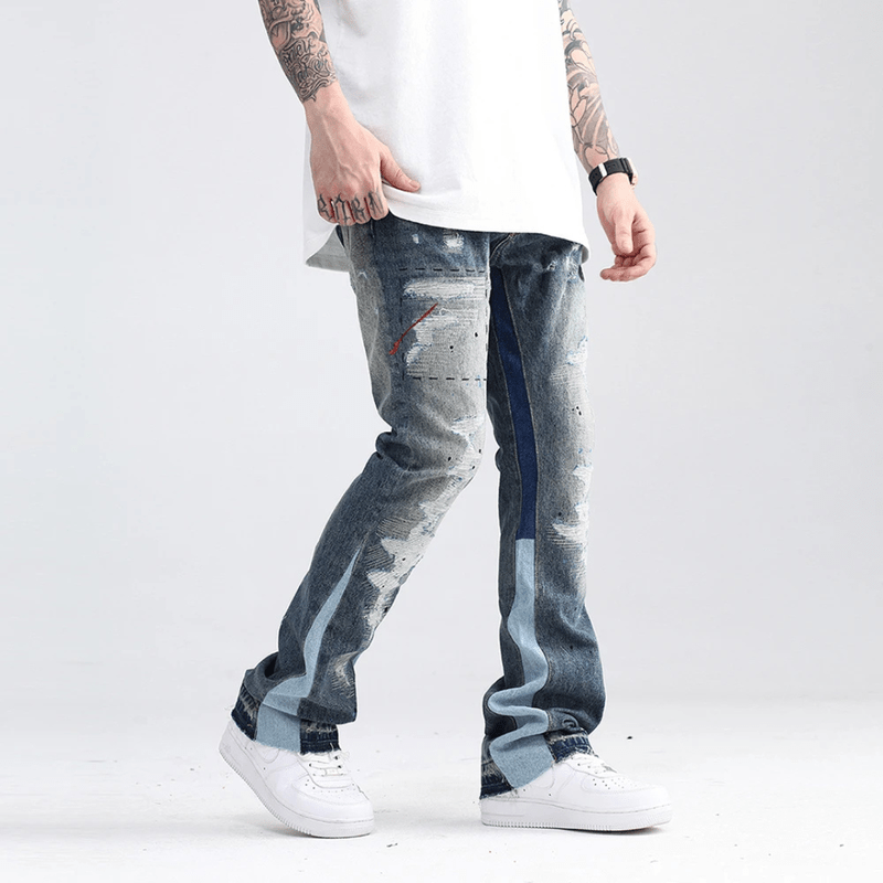 Mason Luxor Men Fashion Mason | Blue Speckle Flare Jeans Men