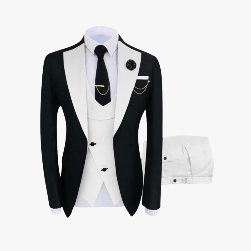Mason Luxor Men Fashion Mason | Men's 3 Pieces Suit Elegant Solid One Button Slim Fit Single Breasted Party Blazer Vest Pants Se