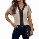 Mason Luxor Men Fashion Mason | Womens Tops Summer Short Sleeve V Neck Business Elegant Tunic Blouses