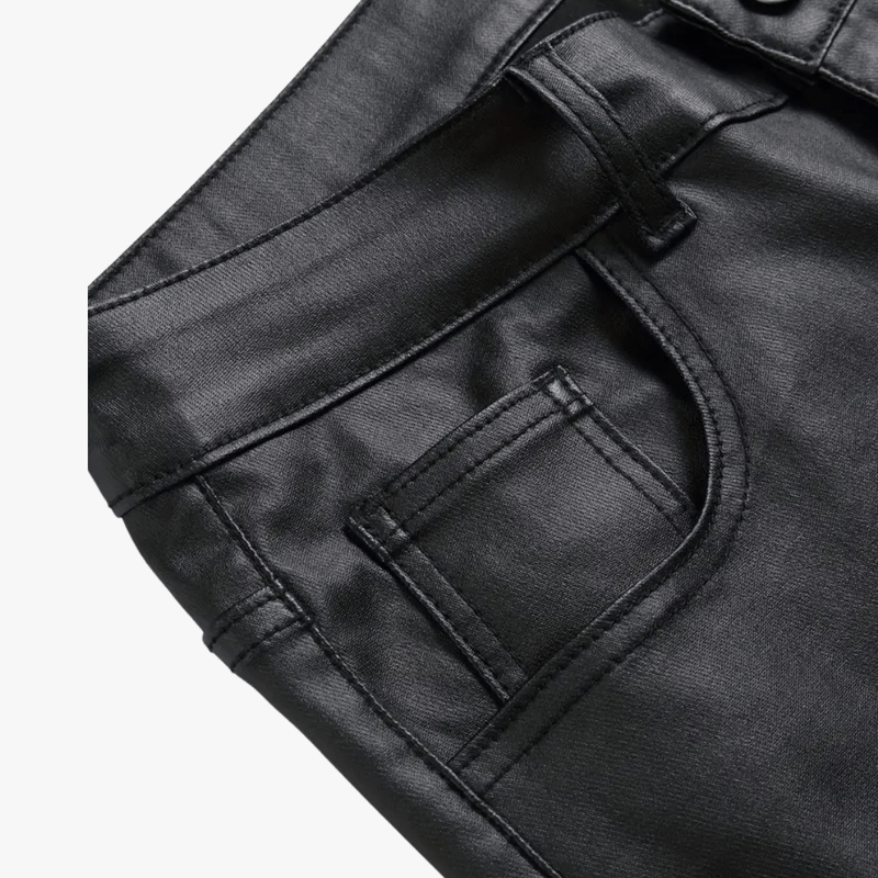 Mason Luxor Men Fashion Mason | Men’s Black Coated Denim Cargo Trousers – Streetwear Punk Style