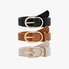 Mason Luxor Men Fashion Mason | 3 Pack Women's Leather Belt with Gold Buckle Ladies Waist Belts for Jeans & Pants
