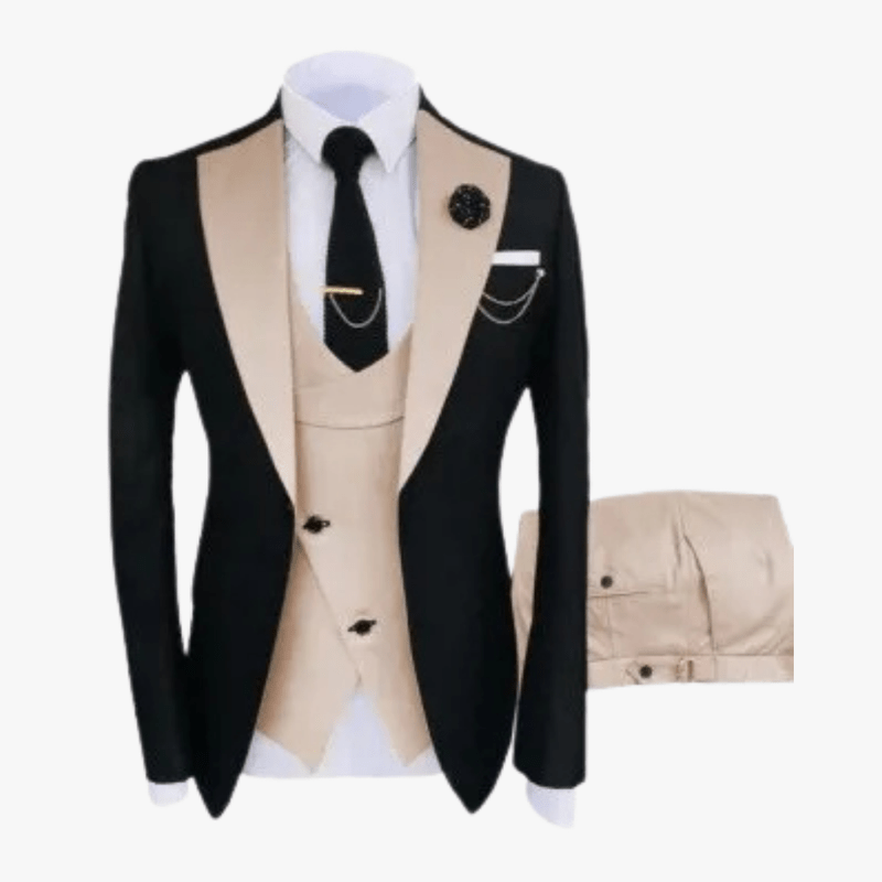 Mason Luxor Men Fashion Mason | Men's 3 Pieces Suit Elegant Solid One Button Slim Fit Single Breasted Party Blazer Vest Pants Se