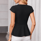 Mason Luxor Men Fashion Mason | Women's A-Line Waist Blouse Slim Fit Elegant Ruffle Blouse