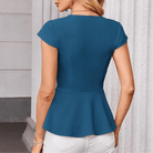 Mason Luxor Men Fashion Mason | Women's A-Line Waist Blouse Slim Fit Elegant Ruffle Blouse