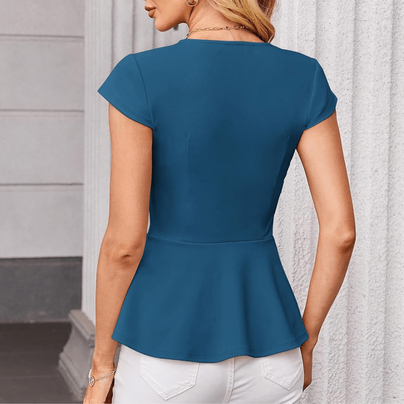 Mason Luxor Men Fashion Mason | Women's A-Line Waist Blouse Slim Fit Elegant Ruffle Blouse