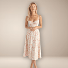 Mason Luxor Men Fashion Mason | Women Midi Dress Soft Pastel Garden Party Dress – Elegant Floral Print