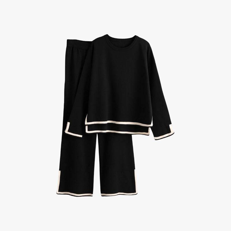 Mason Luxor Men Fashion Mason | Women's Tracksuitst Color Block Long Sleeve Knit Sweater Top and Wide Leg Pants