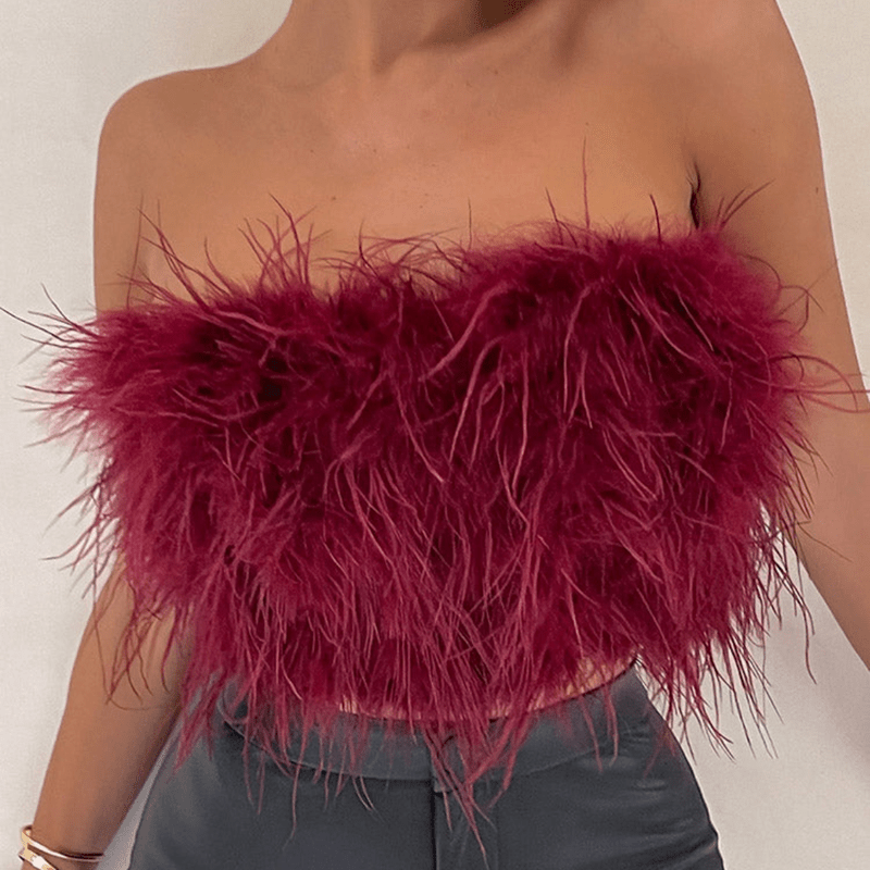 Mason Luxor Men Fashion Mason | Women's Feather Bandeau Party Top – Perfect for Summer