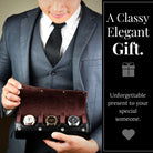 Mason | Luxury Leather Watch Roll – Travel Case for 1–4 Watches with Snap Closure - Mason Luxor Men Fashion