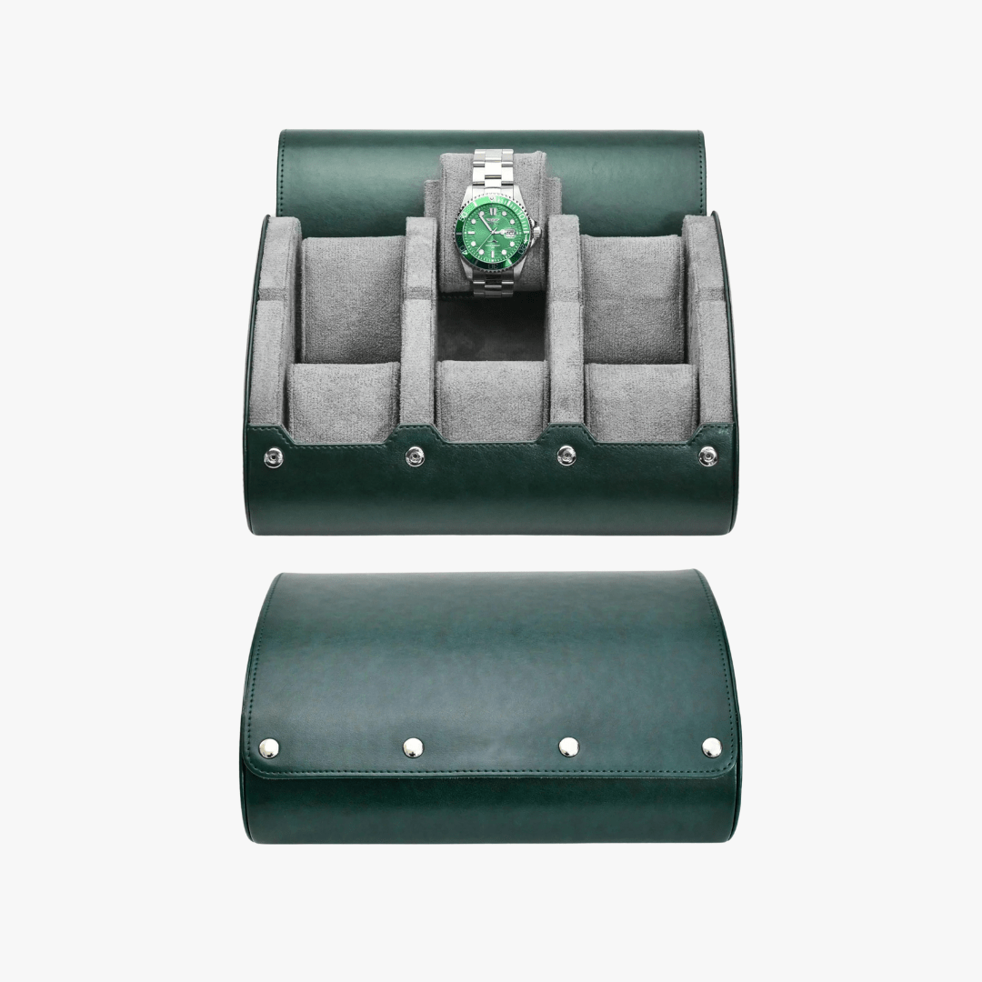 Mason | Luxury Leather Watch Roll – Travel Case for 1–4 Watches with Snap Closure - Mason Luxor Men Fashion