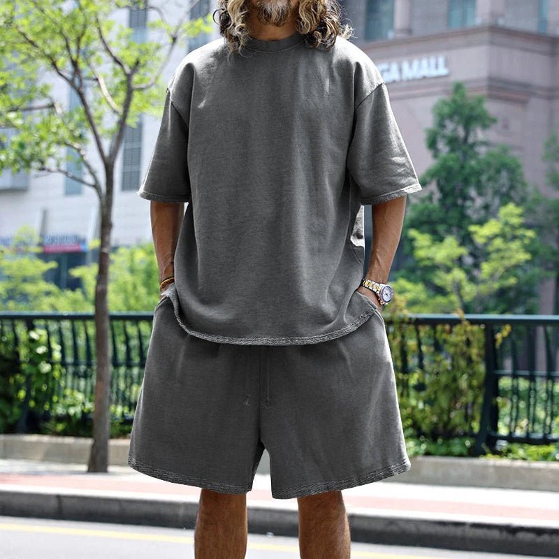 Mason | Men’s 100% Cotton Co - Ord Set – Oversized T-Shirt & Shorts Lounge Set - Mason Luxor