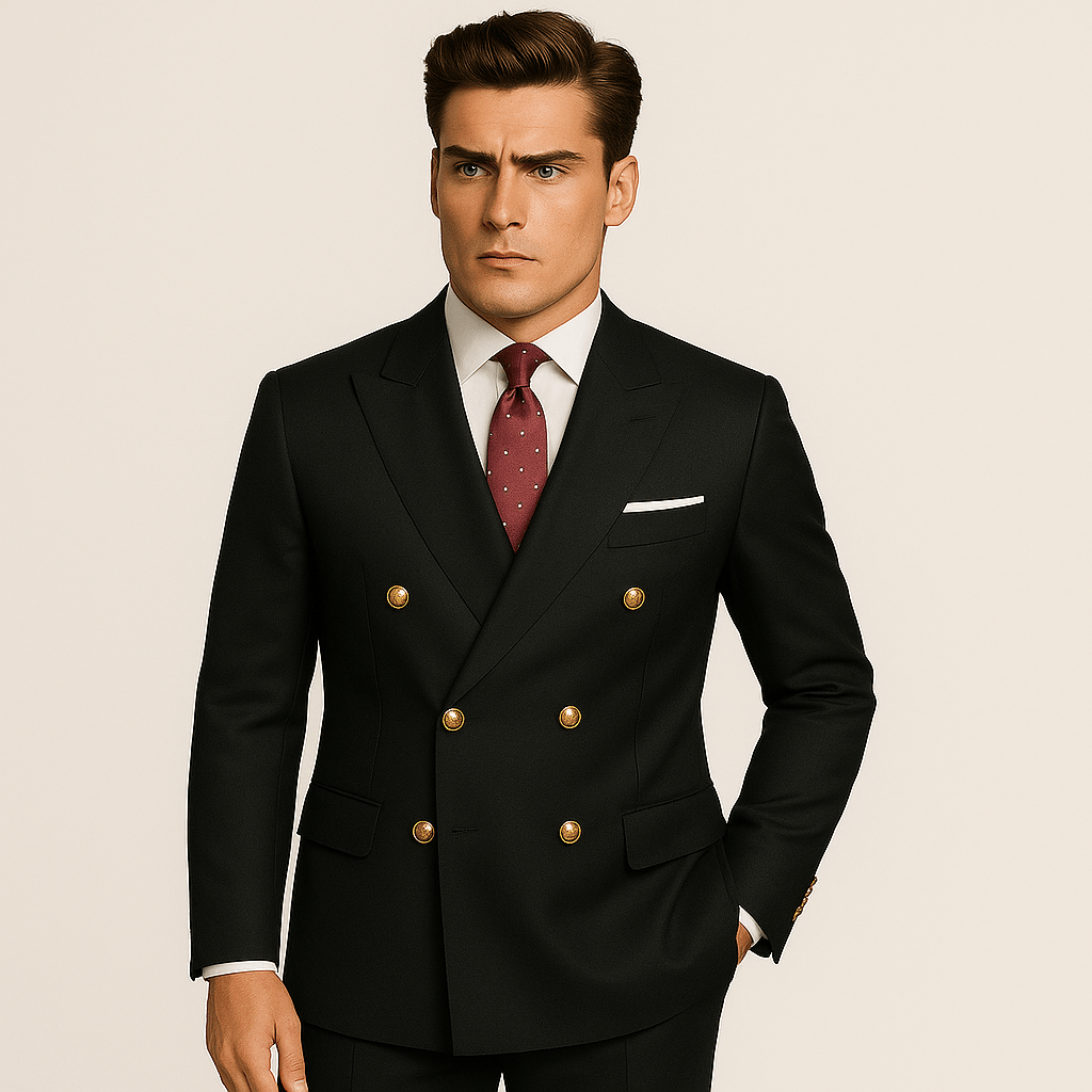 Mason | Mens 2 Piece Double Breasted Suit Slim Fit Tuxedo Blazer and Pants - Mason Luxor