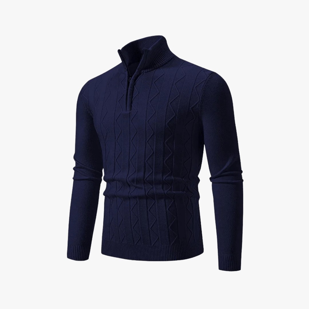 Mason | Men’s Cable Knit Half - Zip Sweater - Mason Luxor