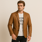 Mason | Mens Casual Leather Blazer Jacket – Sleek Modern Style - Mason Luxor Men Fashion