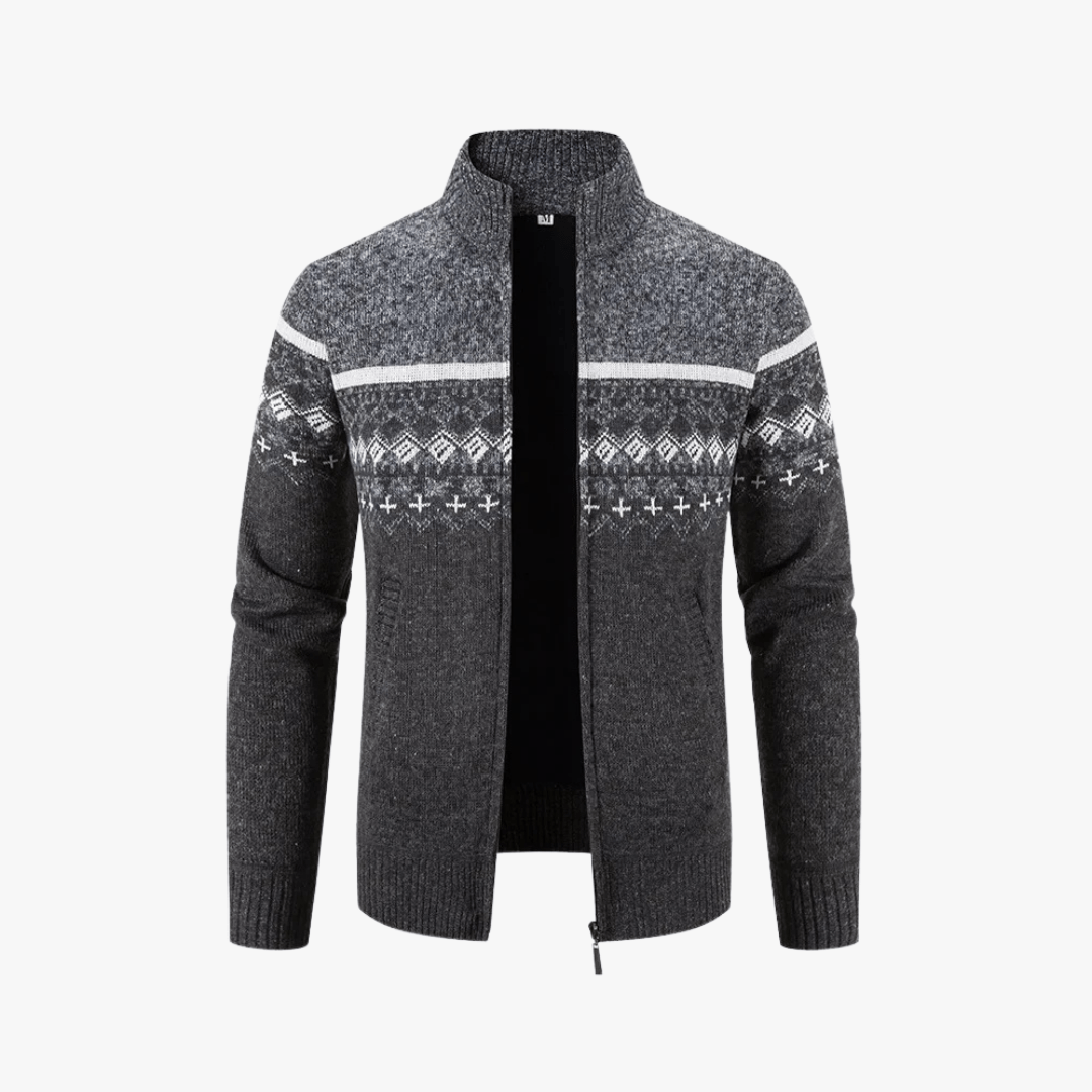 Mason | Men’s Nordic Pattern Zip - Up Sweater - Mason Luxor