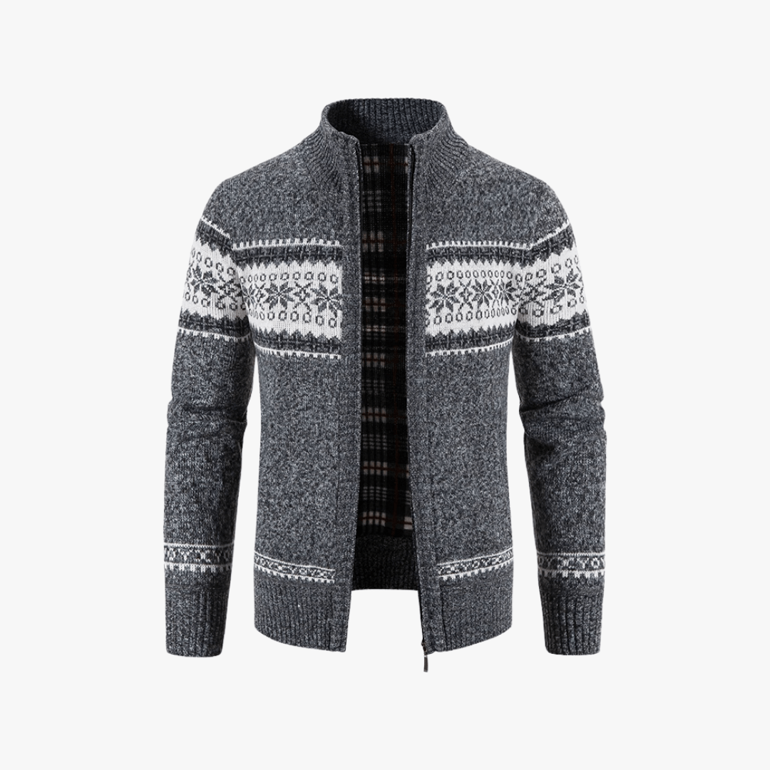 Mason | Men’s Patterned Zip - Up Cardigan - Mason Luxor