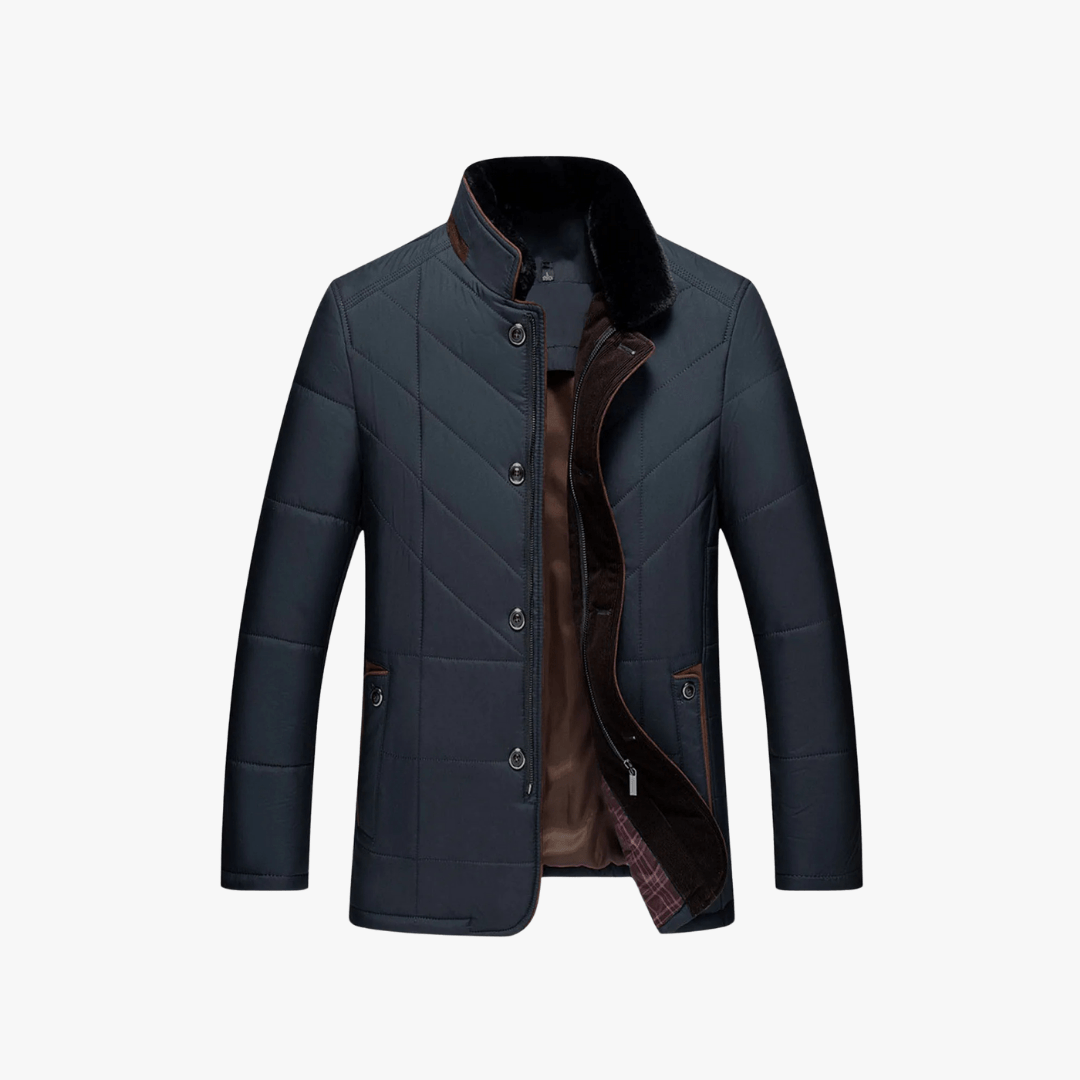 Mason | Men’s Quilted Formal Jacket with Fur Collar - Mason Luxor