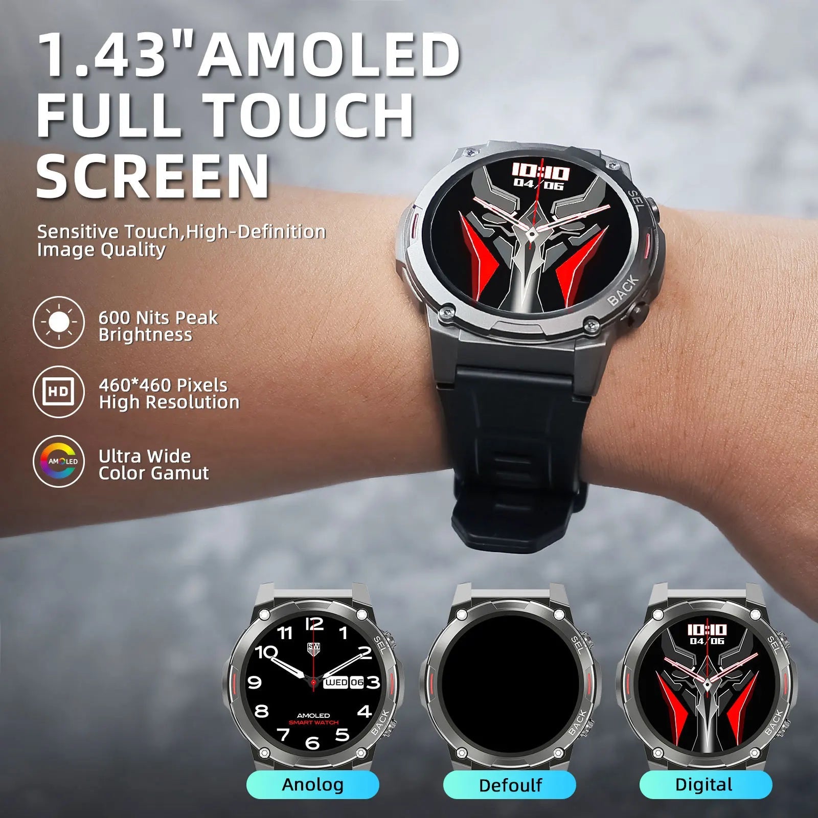 Mason | Men’s Rugged Smartwatch – Fitness Tracker with Call & Heart Rate Monitor - Mason Luxor Men Fashion