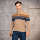 Mason | Men’s Striped Half - Zip Sweater - Mason Luxor