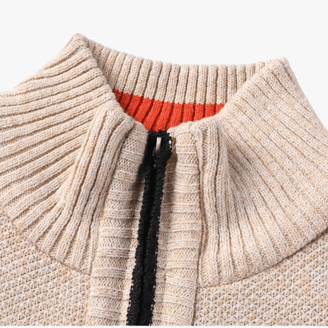 Mason | Men’s Textured Zip - Up Knit Jacket - Mason Luxor