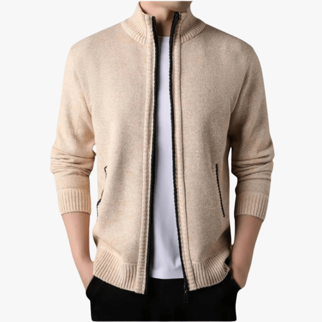 Mason | Men’s Textured Zip - Up Knit Jacket - Mason Luxor