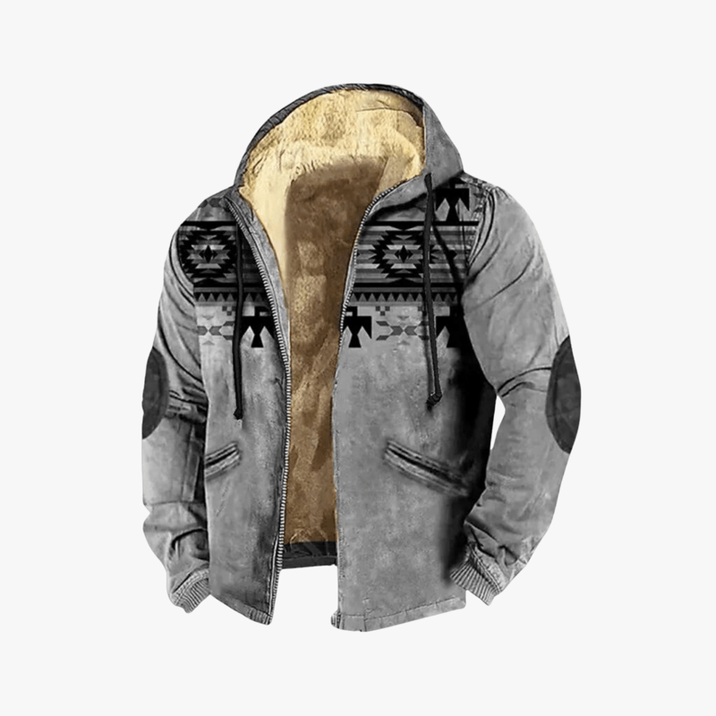 Mason | Mens Vintage - Look Fleece Jacket - Western Style Hooded Coat - Mason Luxor Men Fashion