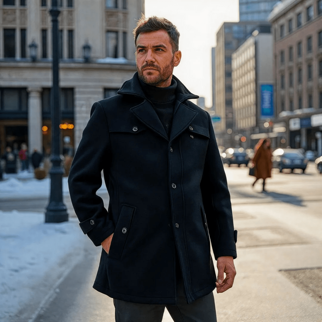 Mason | Men’s Wool Blend Peacoat - Mason Luxor
