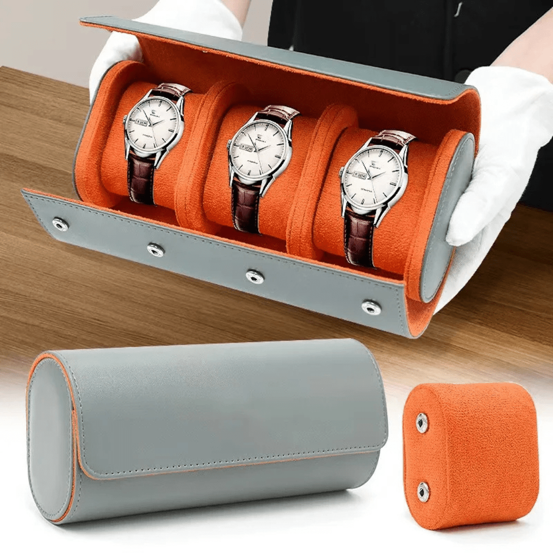Mason | Modern Leather Watch Roll – Compact Travel Case for 1–3 Watches - Mason Luxor Men Fashion