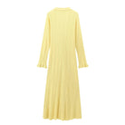 Mason | Chic Ribbed Button - Up Dress Long Sleeve – Yellow Knit Midi - Mason Luxor