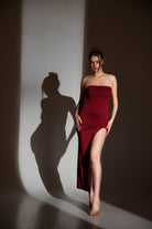 Mason | Strapless Split Maxi Dress – Elegant Bodycon Gown for Evening Glamour - Mason Luxor