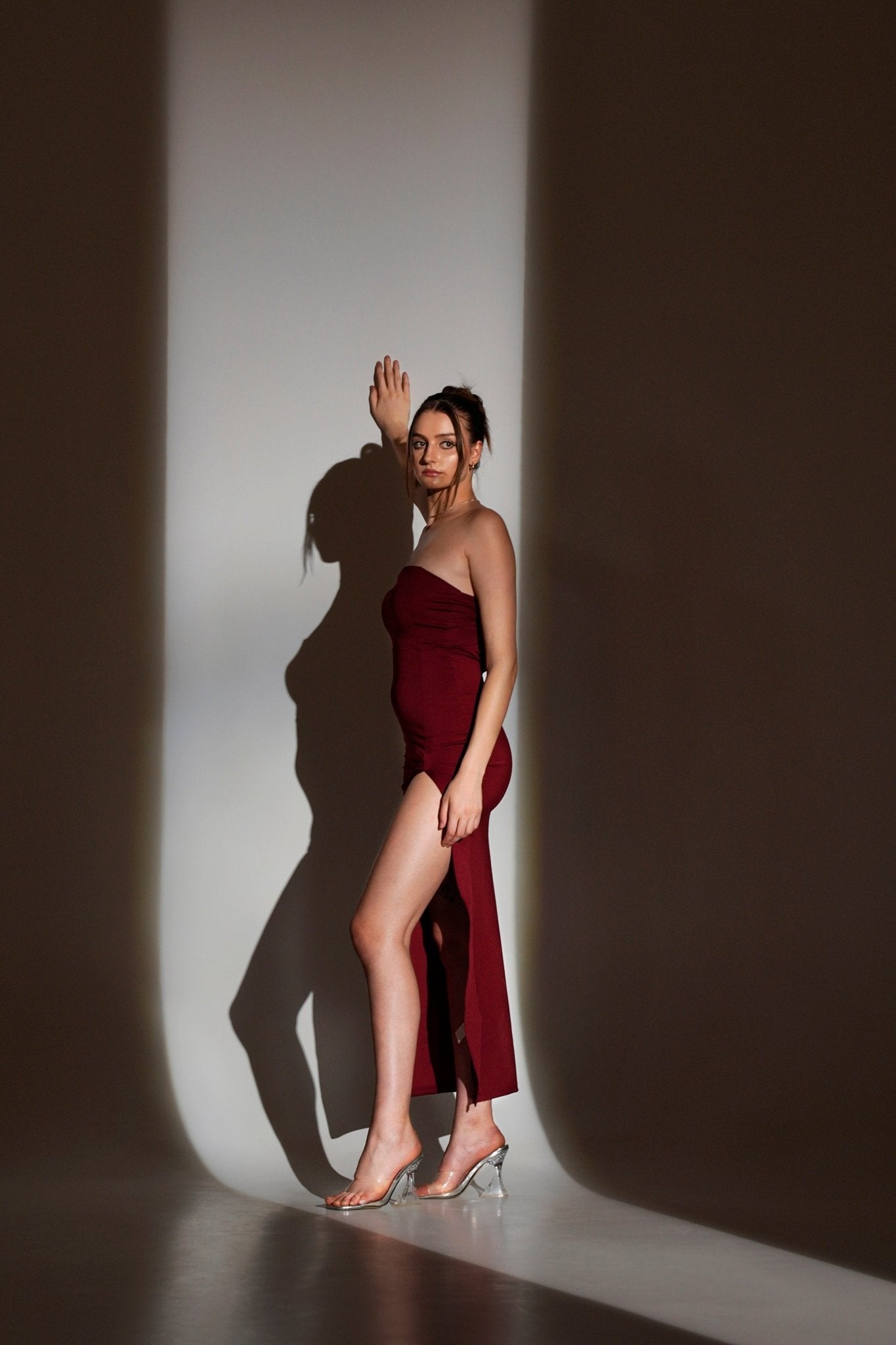 Mason | Strapless Split Maxi Dress – Elegant Bodycon Gown for Evening Glamour - Mason Luxor