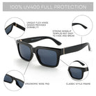 Mason | Unisex Anti - Glare UV400 Rectangle Frame Sunglasses - Mason Luxor Men Fashion