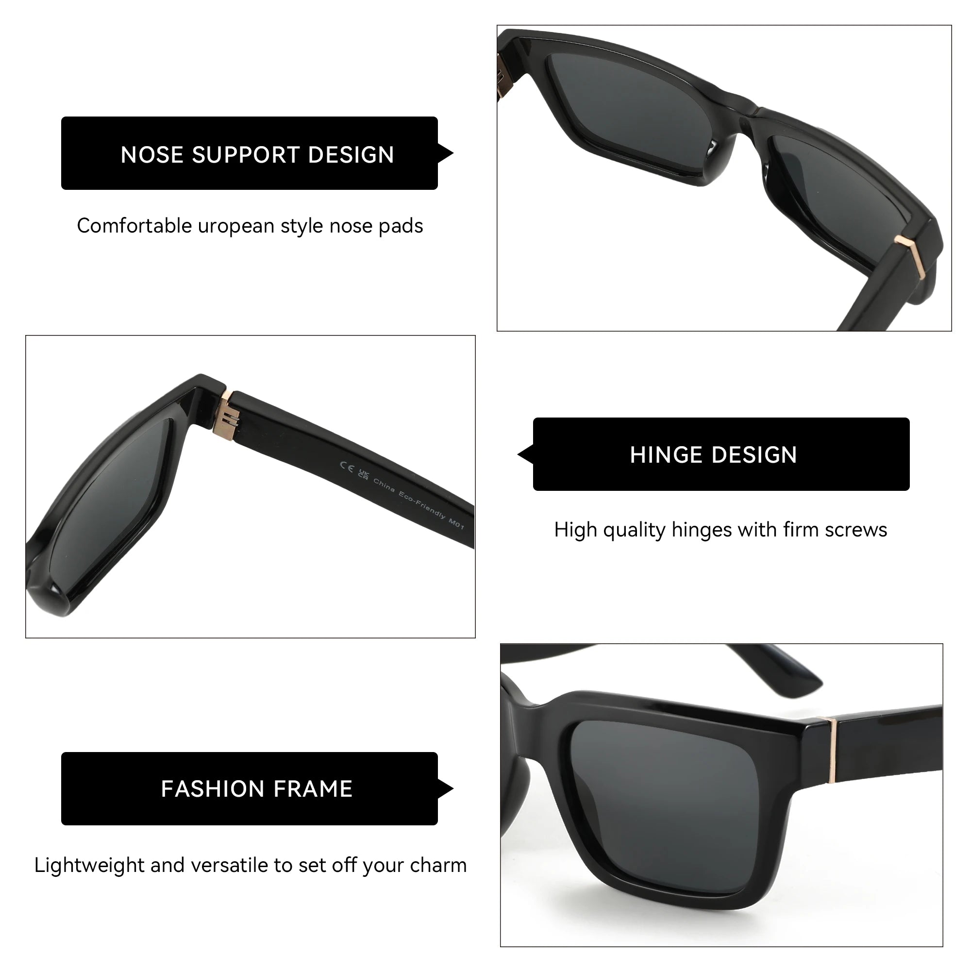Mason | Unisex Anti - Glare UV400 Rectangle Frame Sunglasses - Mason Luxor Men Fashion