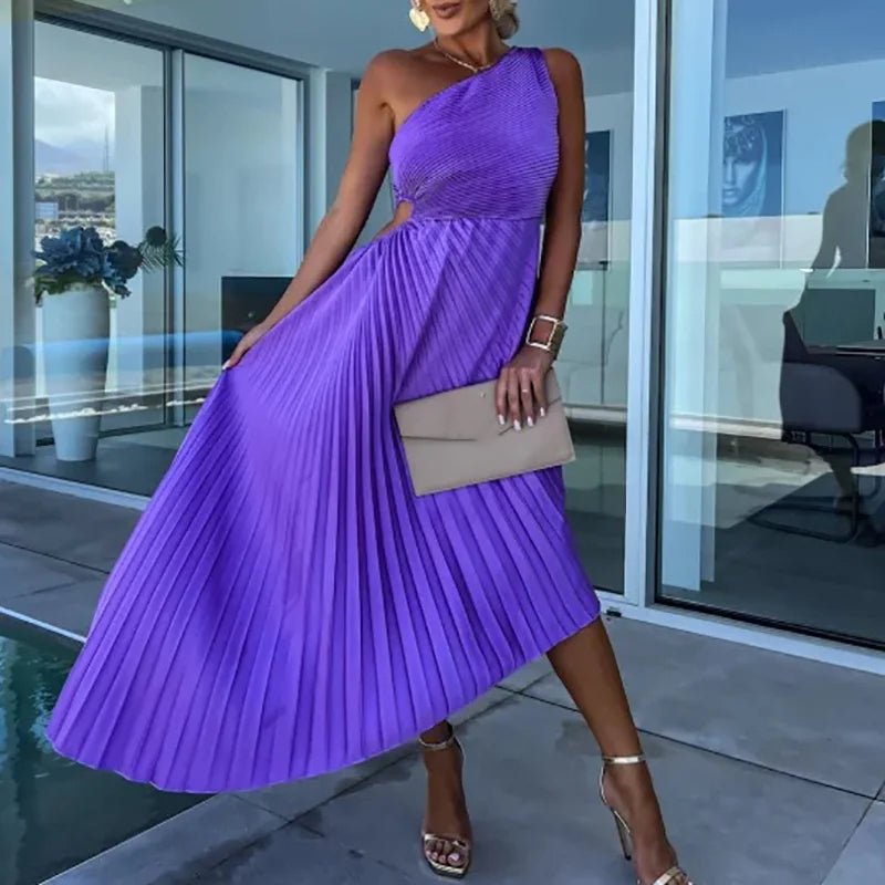 Mason | Asymmetric Pleated Midi Dress – Luxe Summer Edit - Mason Luxor