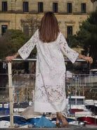 Mason | Elegant Embroidered White Boho Dress – Long Sleeve Crochet Maxi - Mason Luxor