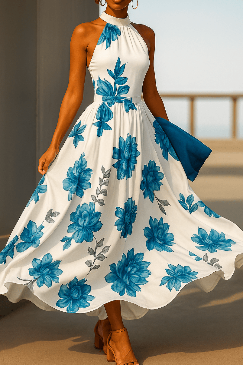 Mason | Women’s Floral Halter Maxi Dress - Mason Luxor